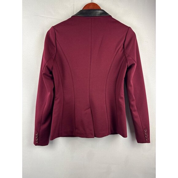 G By Giuliana Rancic Burgundy Blazer With Faux Leather Lapel & Pockets  XXS  Pol - Picture 5 of 5